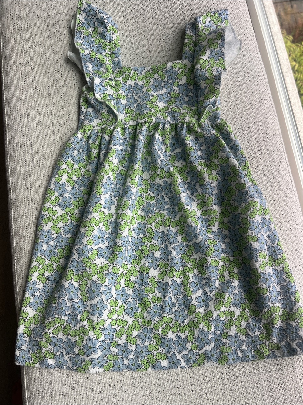Zara Blue & Green Floral Ruffle Strap Dress